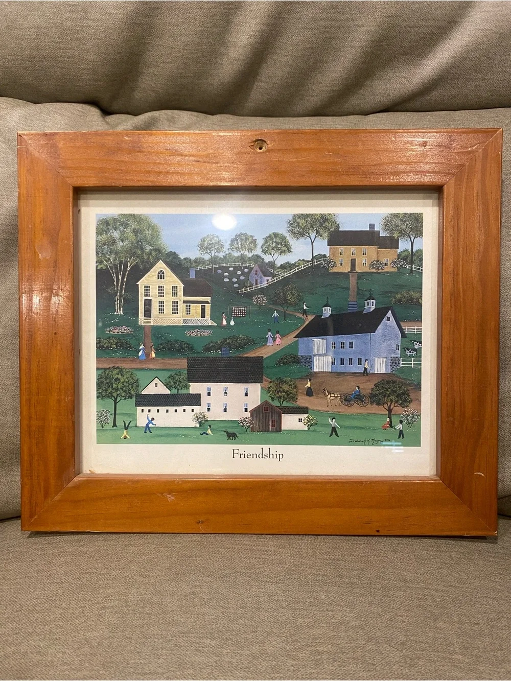 Framed 'Friendship' Country Village Print -Deborah K Mayo